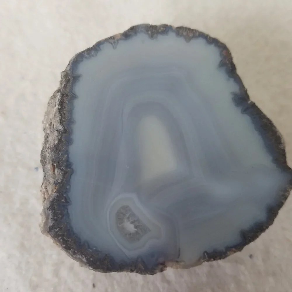 Polished‎ Stunning Agate Geode Paperweight Blue grey striations